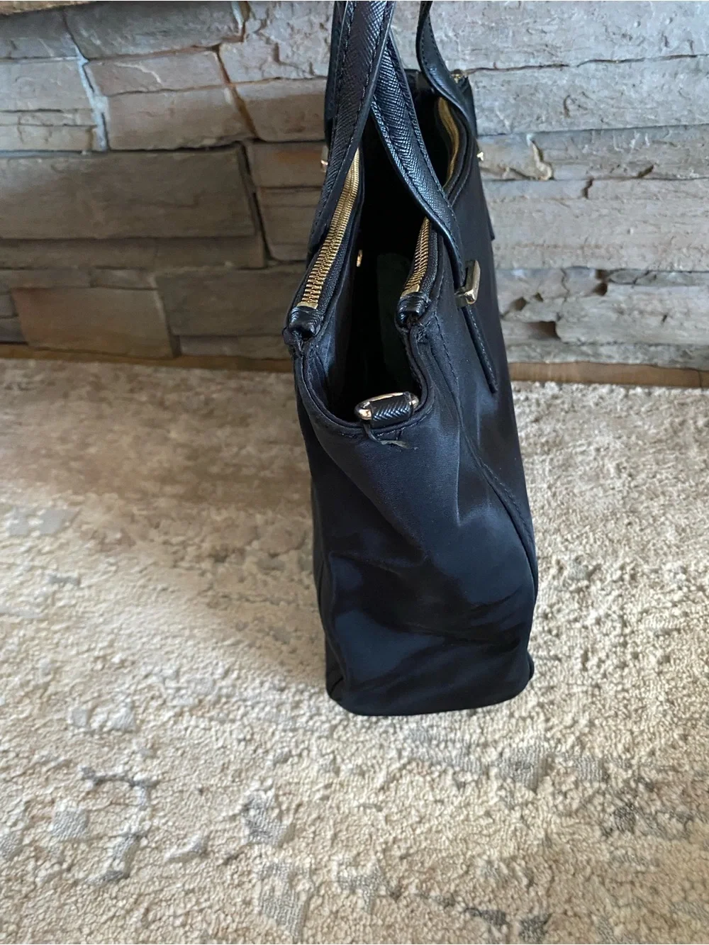 kate spade New York Wilson Road Alyse Satchel Black Tote Bag Nylon Purse Handbag